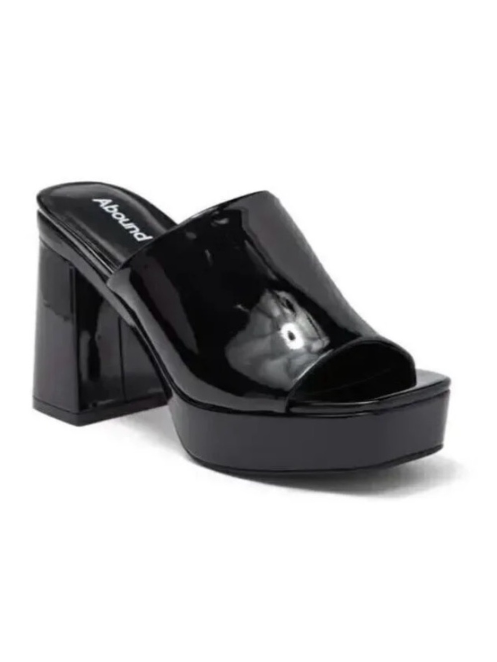 Abound Glossy Black Patent Platform Mule Heels